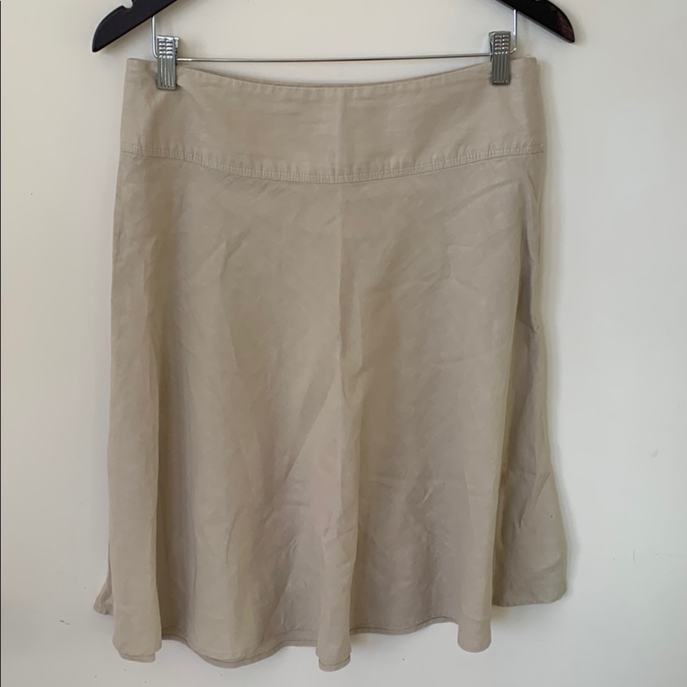 Merona Tan 100% Linen  A-Line Knee-Length Skirt for Work or play women’s SZ 6